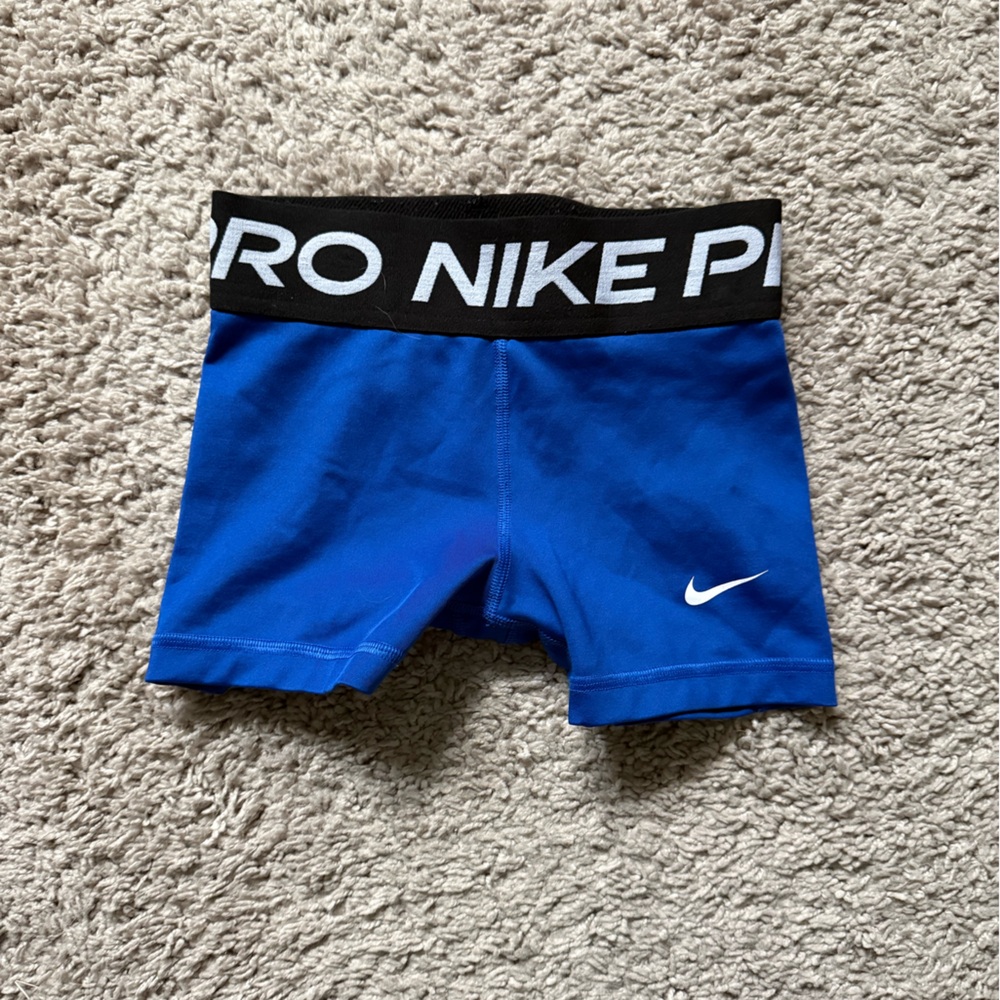 Nike Blue Compression Training Shorts with Black Branded Waistband XS